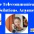 A dark blue background. Large white text reads "Free Telecommunication Solutions, Anyone?". Beaneath this is a photo of two adapted phones and a senior woman using the phone. The bottom has the Ability Tools Logo and the California Phones logo.