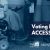 Photo of people in line to vote with a person in a wheelchair. Text reads: Making Voting Accessible for Everyone. Where Its AT Logo. AbilityTools.org/blog