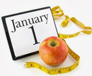 picture of calendar with january 1 and an apple and a measuring tape