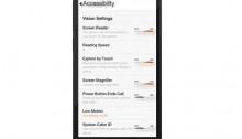 Picture of the low vision/blind accessibility features on the screen of the fire phone