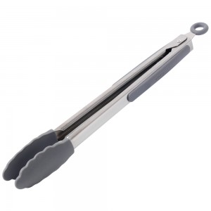 picture of average kitchen tongs grey with silcon grips
