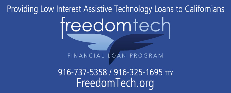 freedomtech logo says: providing low interes AT loans to californians 916.737-5358 freedomtech.org