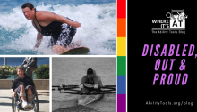 Photos of Angela Madsen - surfing, rowing, smiling in her wheelchair
