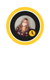 A Teams profile bubble with a yellow ring around it with the "Away"  icon in the bottom right corner.  The profile picture contains a woman with long blond hair wearing a mask.