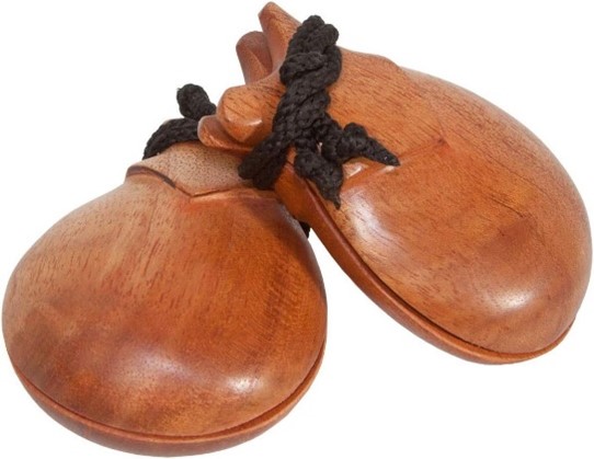 A pair of wooden castanets.